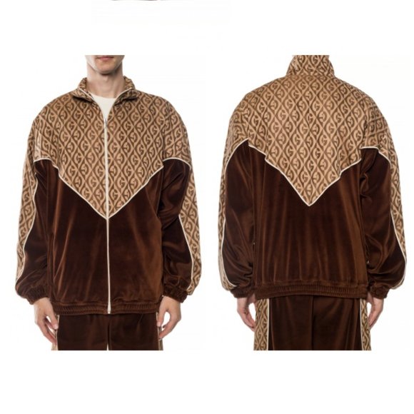 Gucci Zip Up Sweatshirt Velvet With GG Logo Pattern - Picture 4 of 13